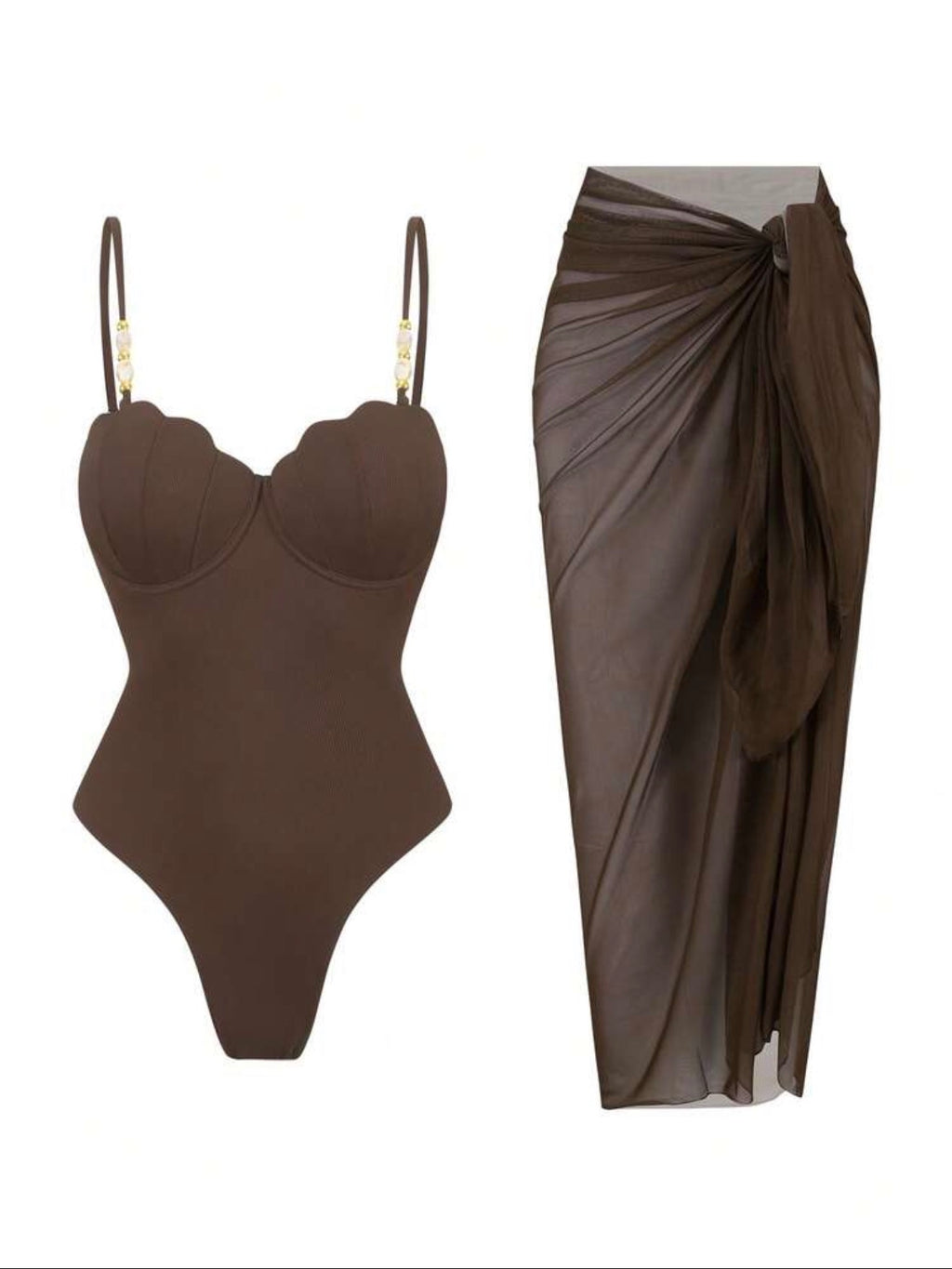 Maillot de bain une pièce coquille avec paréo