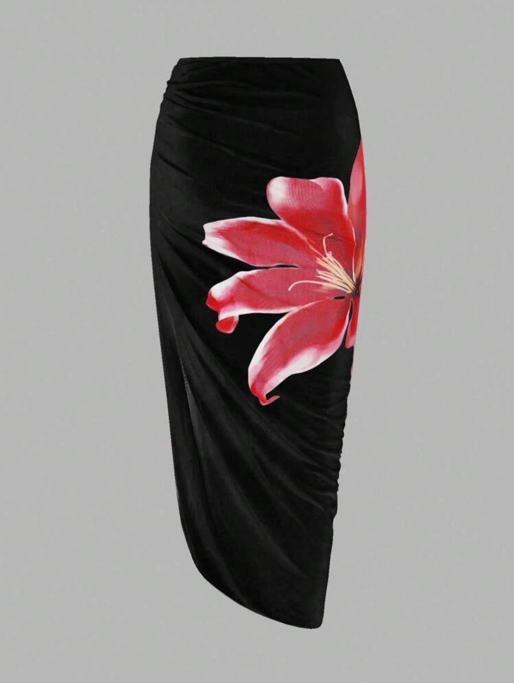 Maillot de Bain 1 pièce avec Paréo Orchidée Rouge