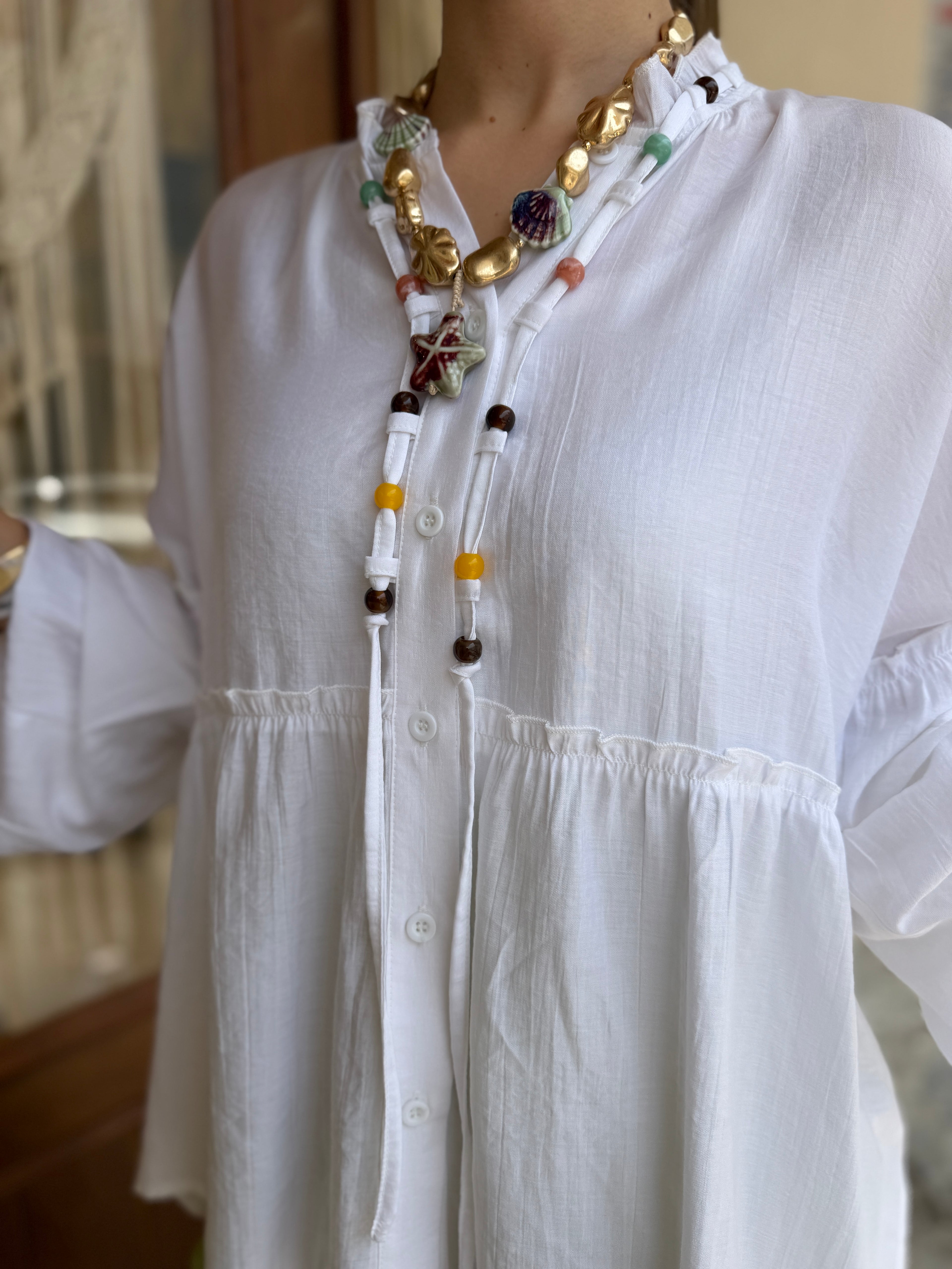 Chemise Fluide en Viscose Detail Multicolore