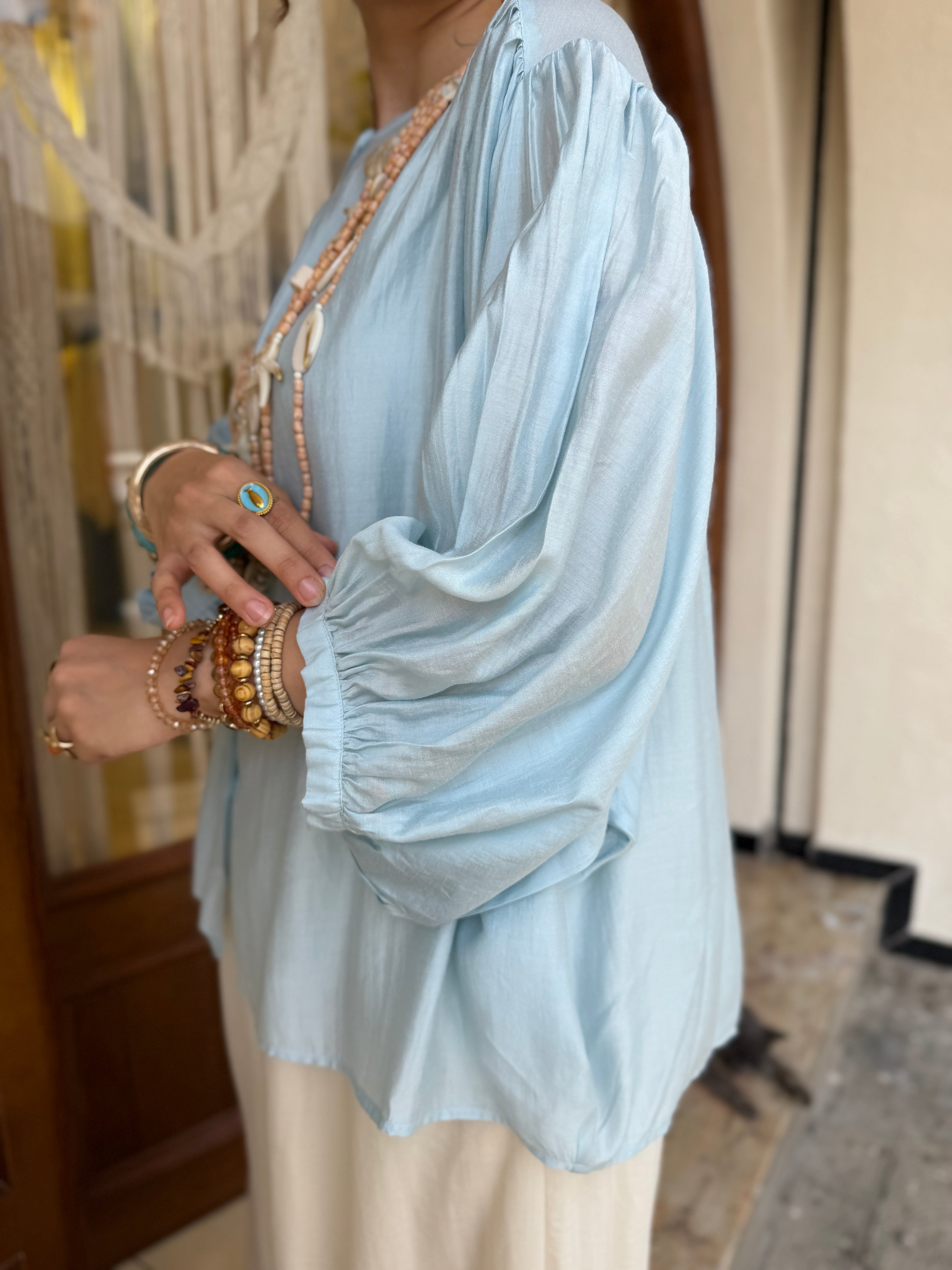 Chemise Fluide en Viscose Boutons Colorés