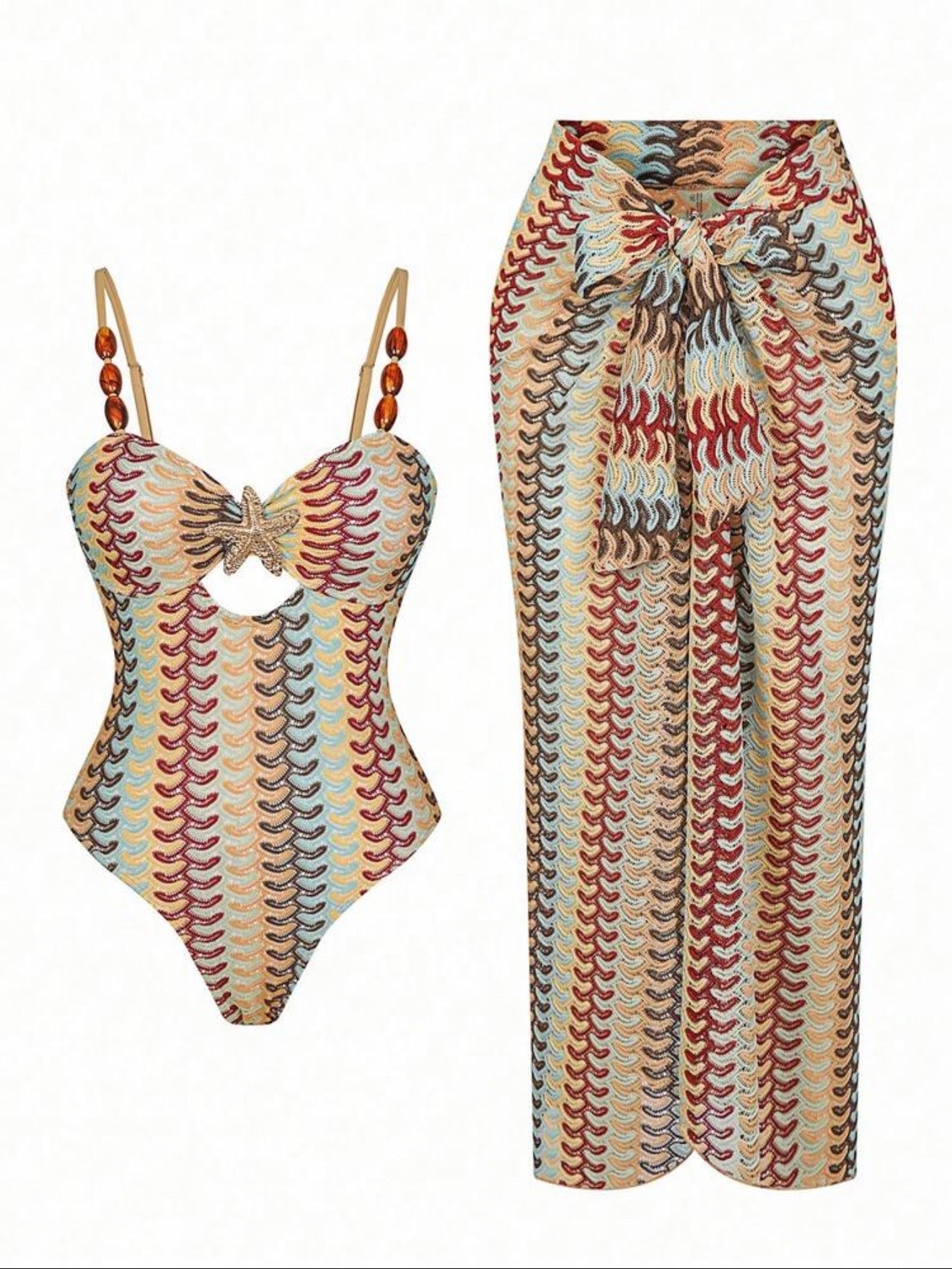 Maillot de bain une pièce en crochet avec paréo