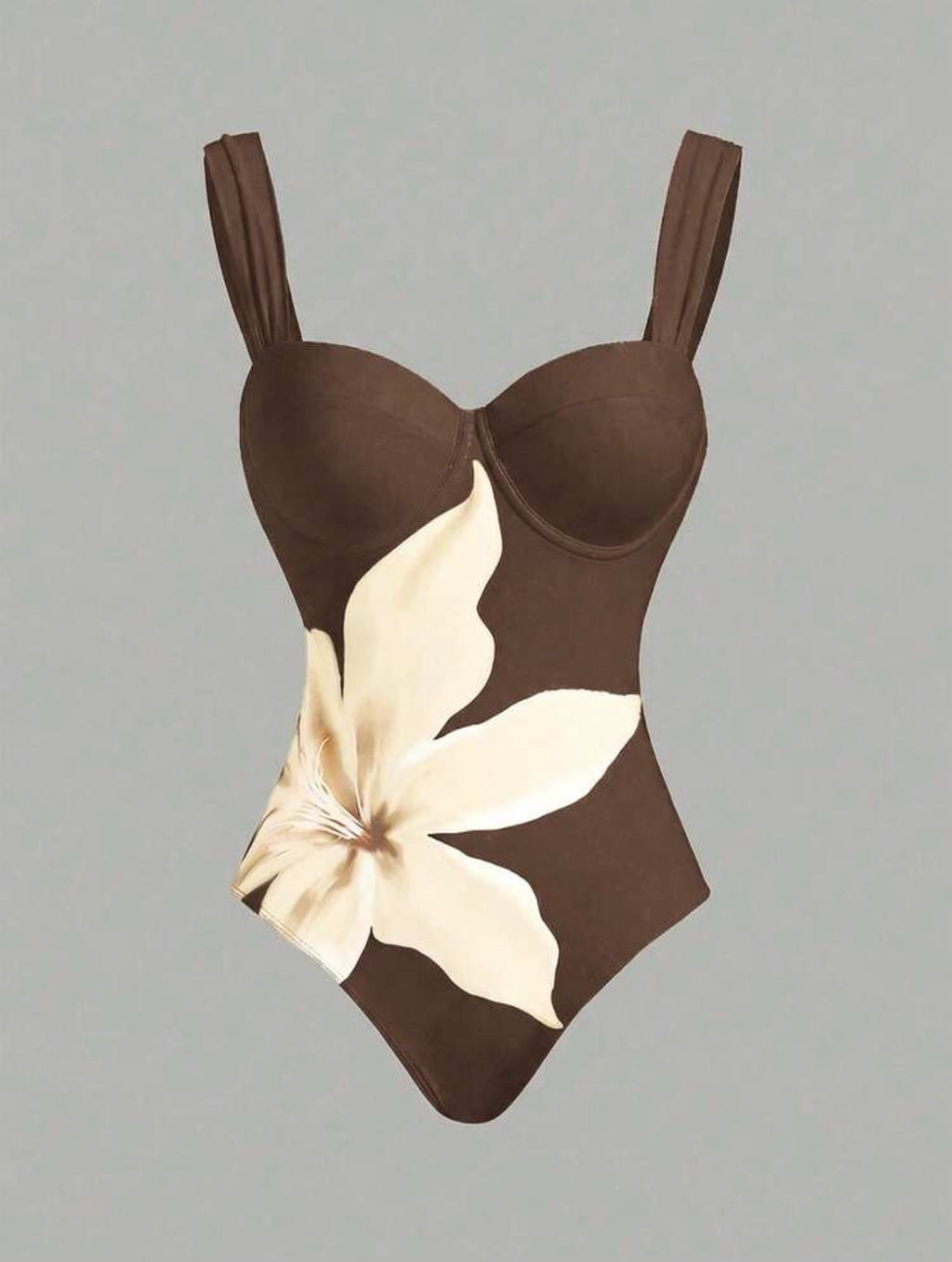 Maillot de Bain Orchidée une Pièce avec Paréo Marron