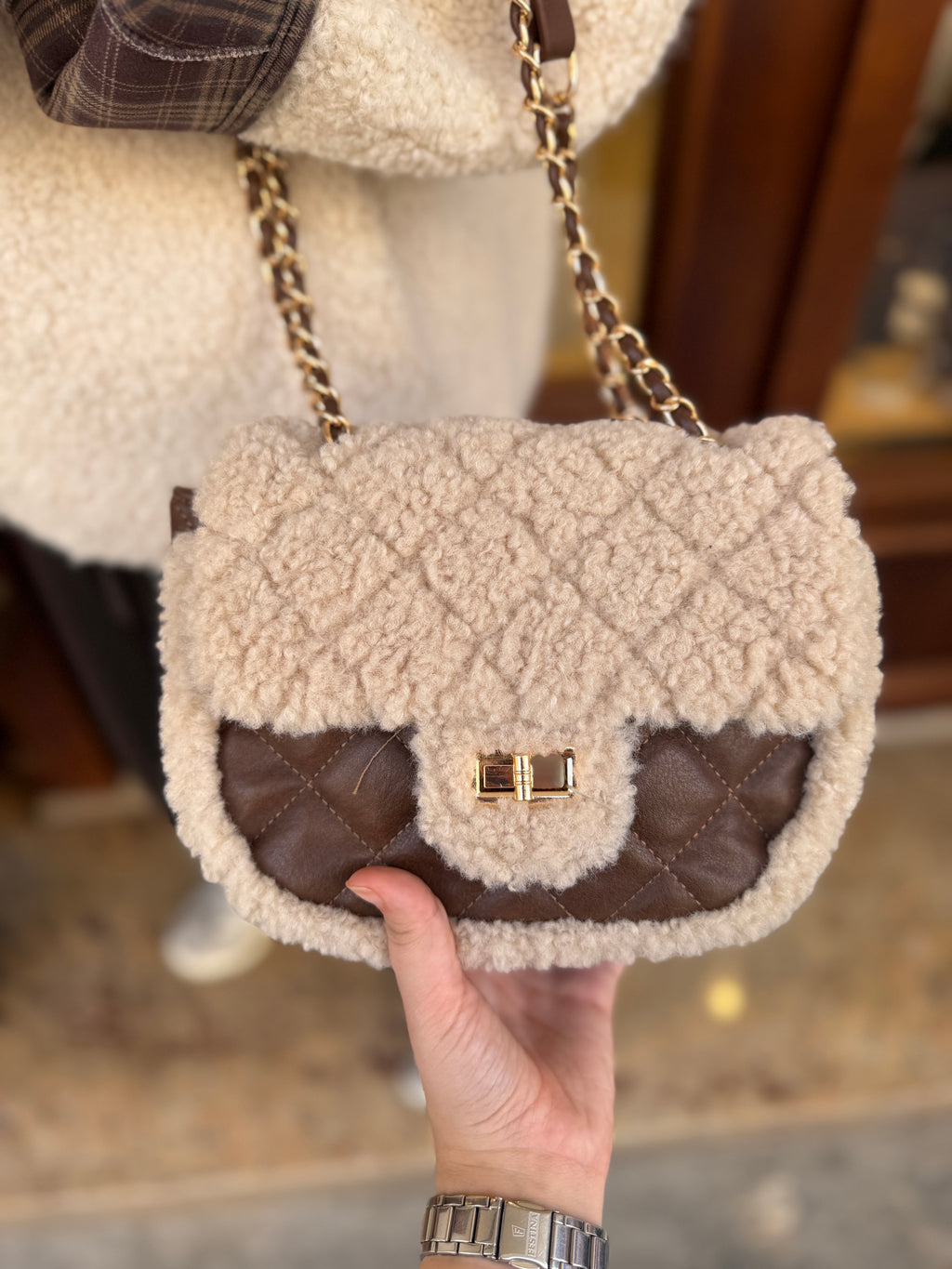 Sac à bandoulière bi matières