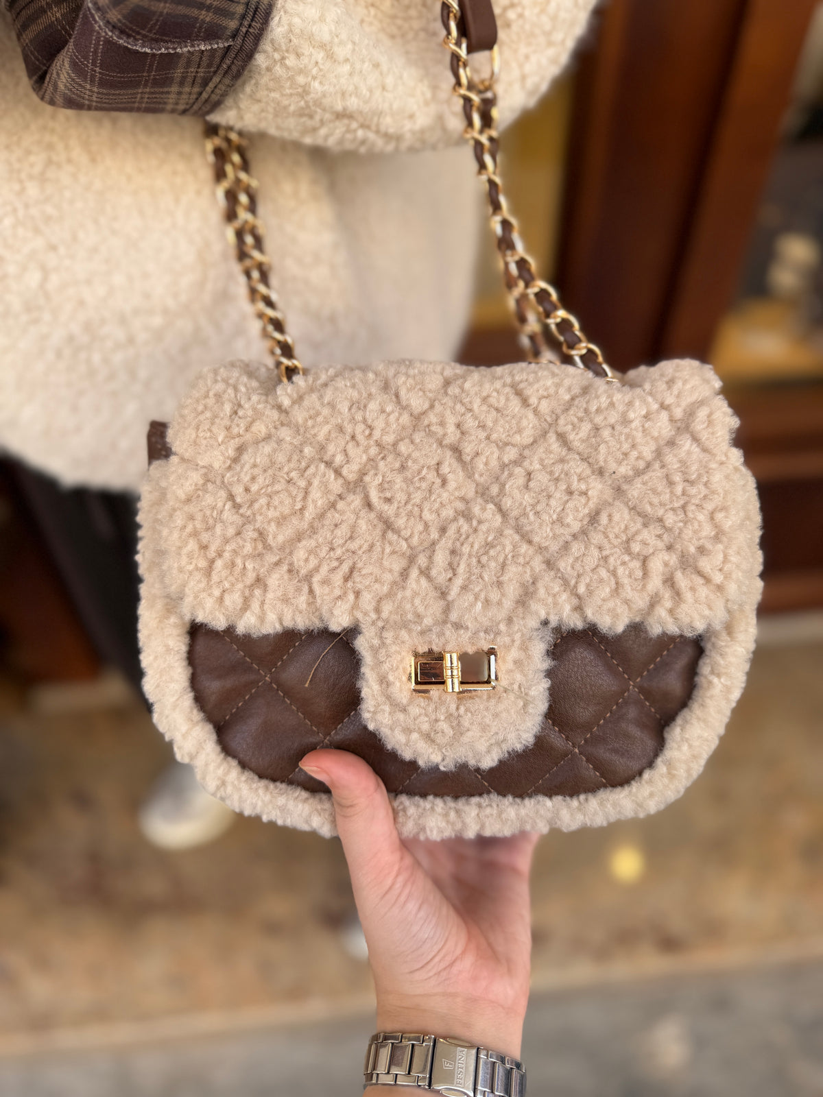 Sac à bandoulière bi matières