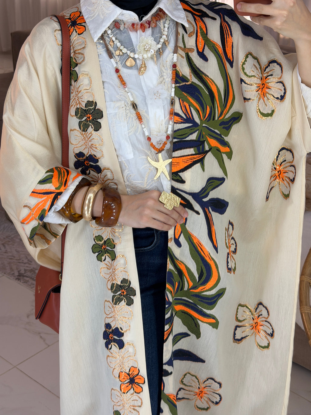 Abaya broderie florale