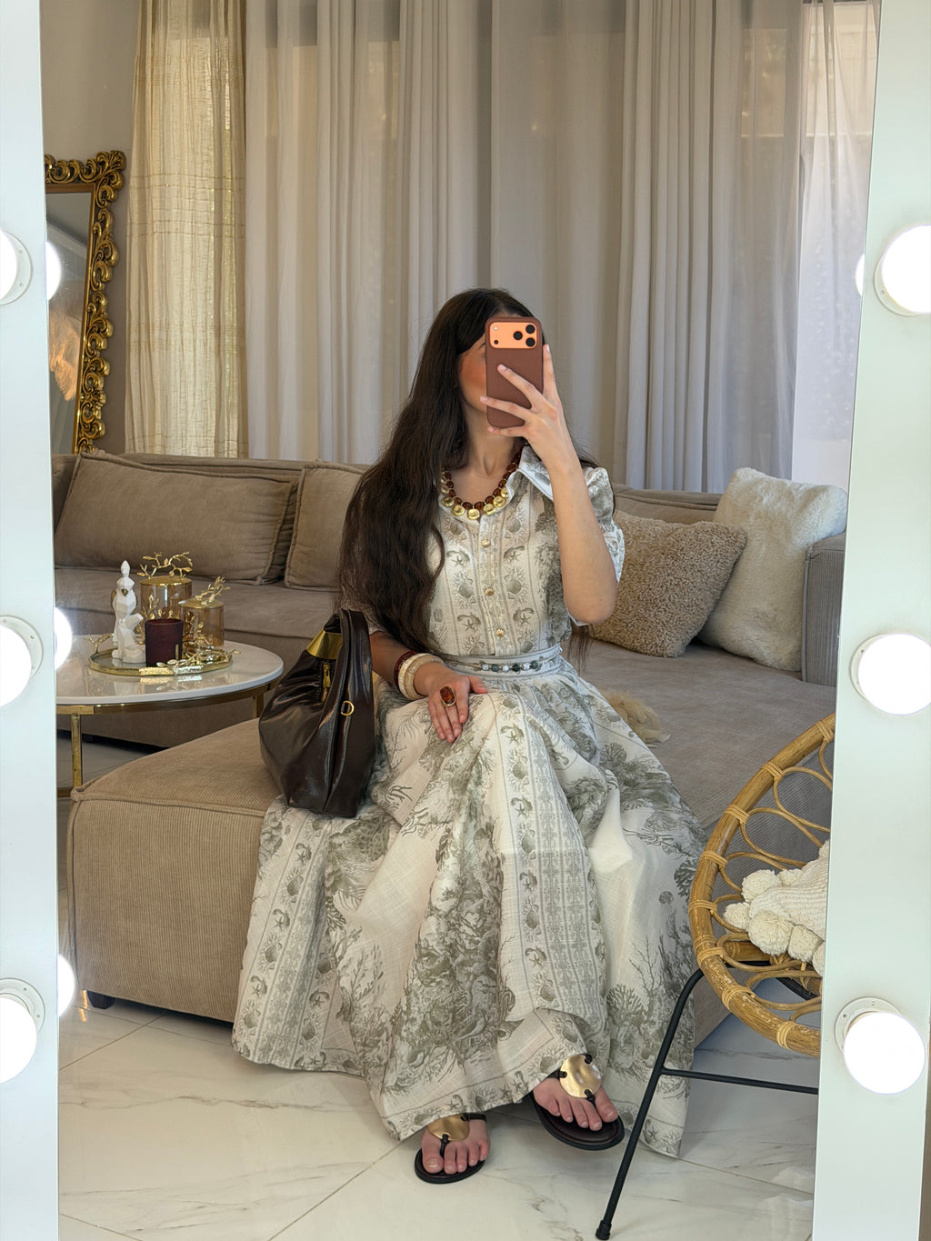 Ensemble Méditerranéen jupe maxi longue et blouse