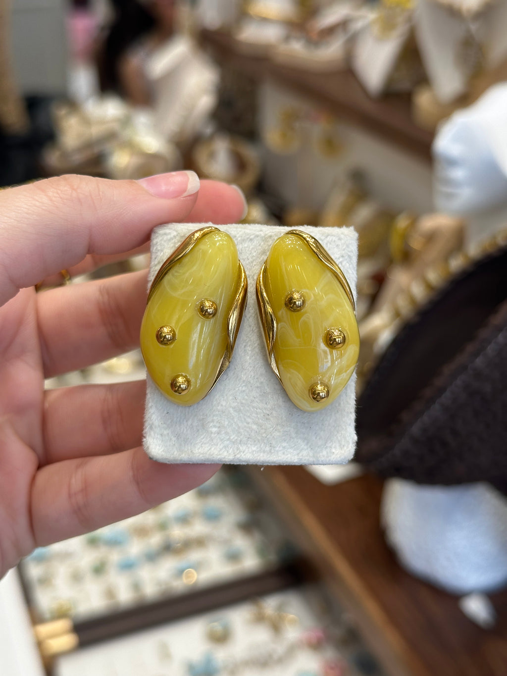 Boucles d’oreilles Ovales Jaunes