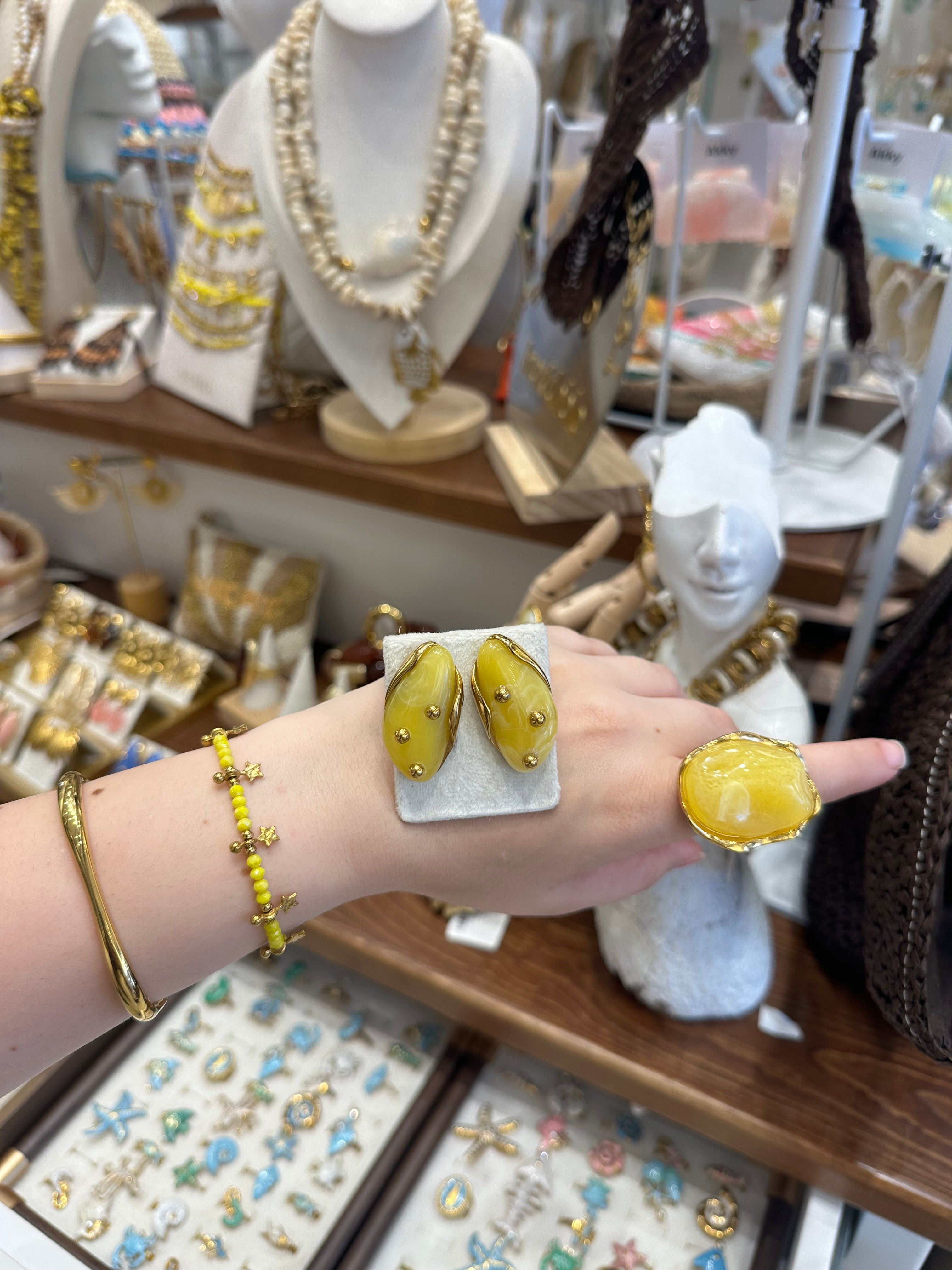 Boucles d’oreilles Ovales Jaunes