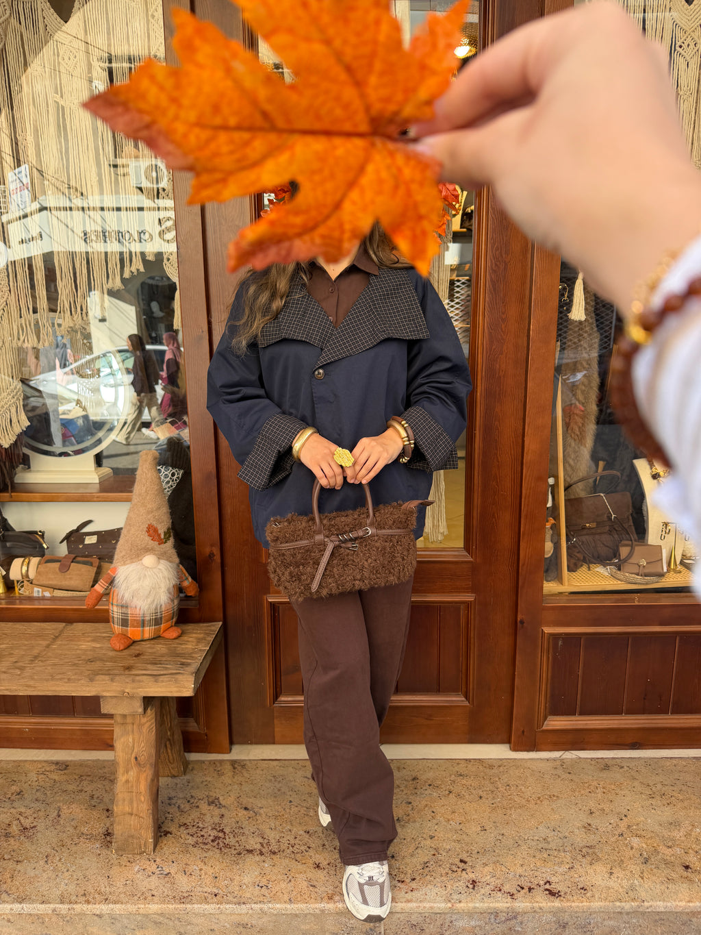 Sac à main effet mouton avec bandoulière