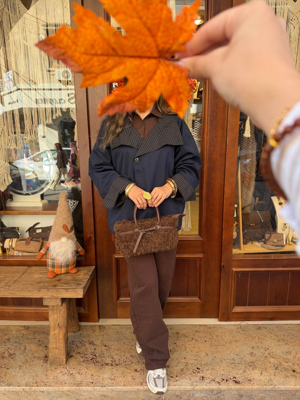 Sac à main effet mouton avec bandoulière