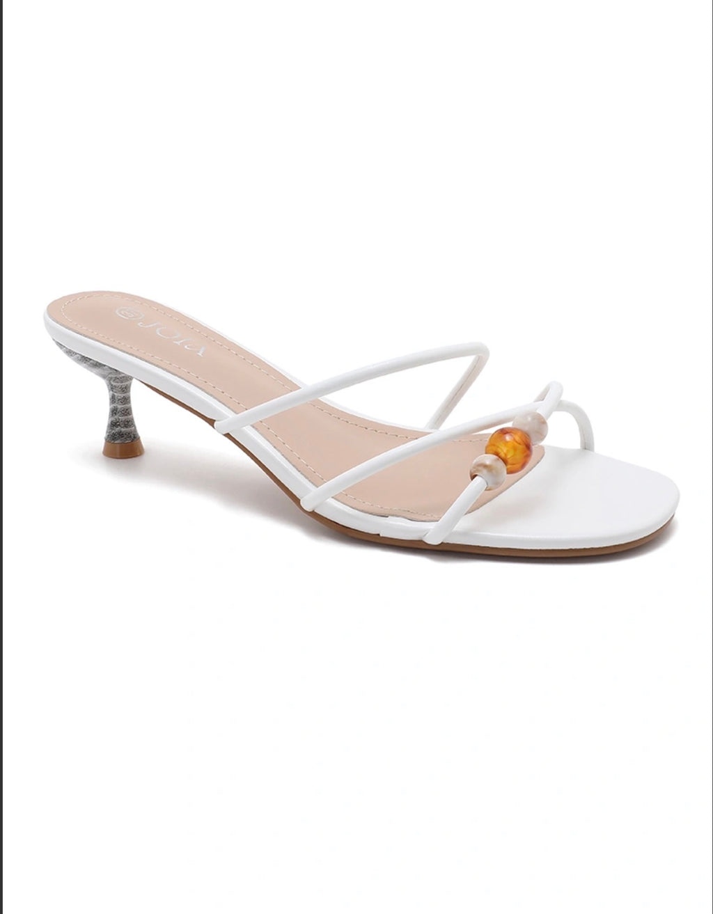 Mule à talon fin multi-brides avec perles