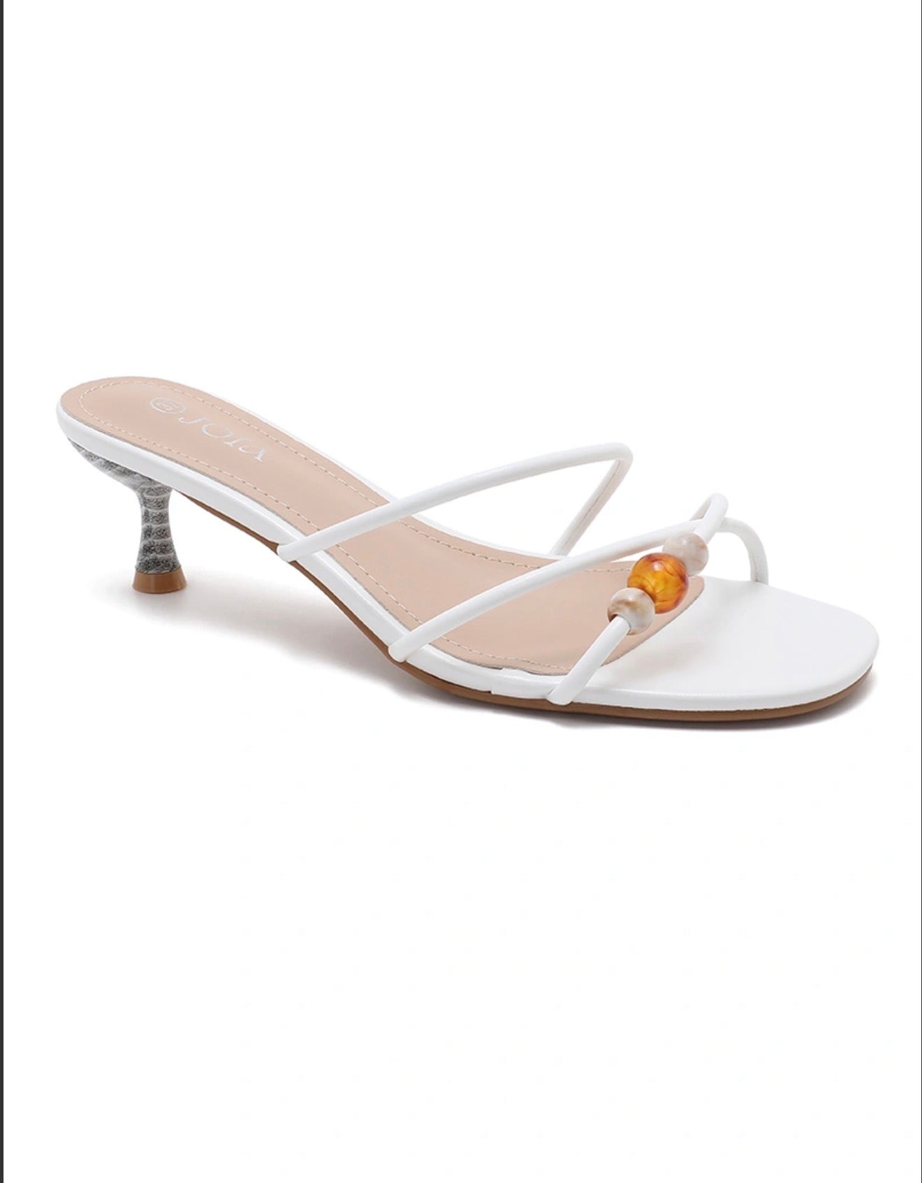 Mule à talon fin multi-brides avec perles