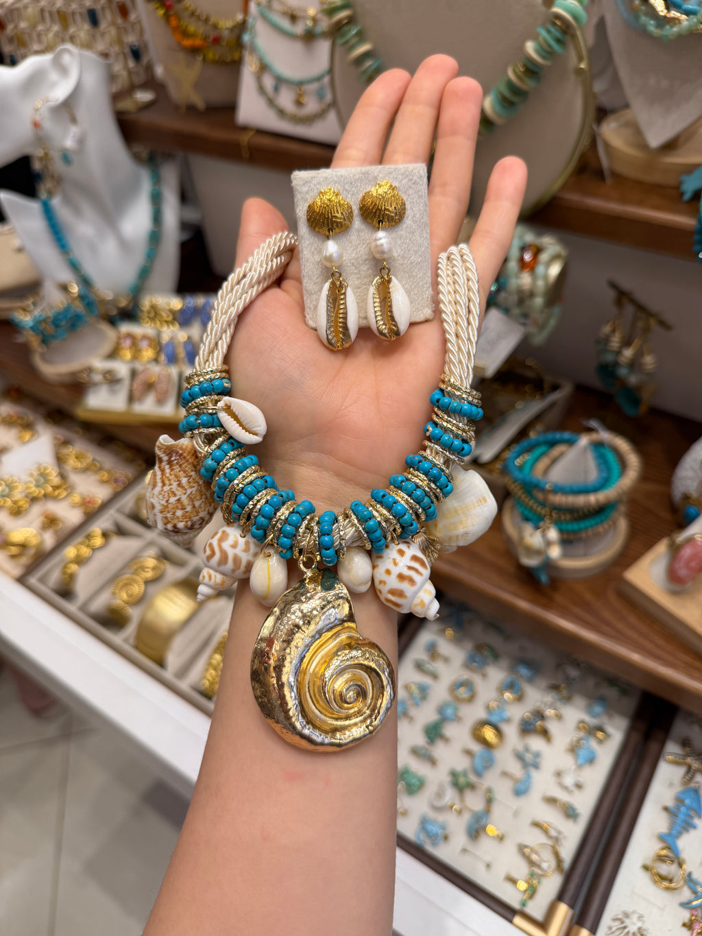 Collier Ocean Pearl Coquillage & Turquoise