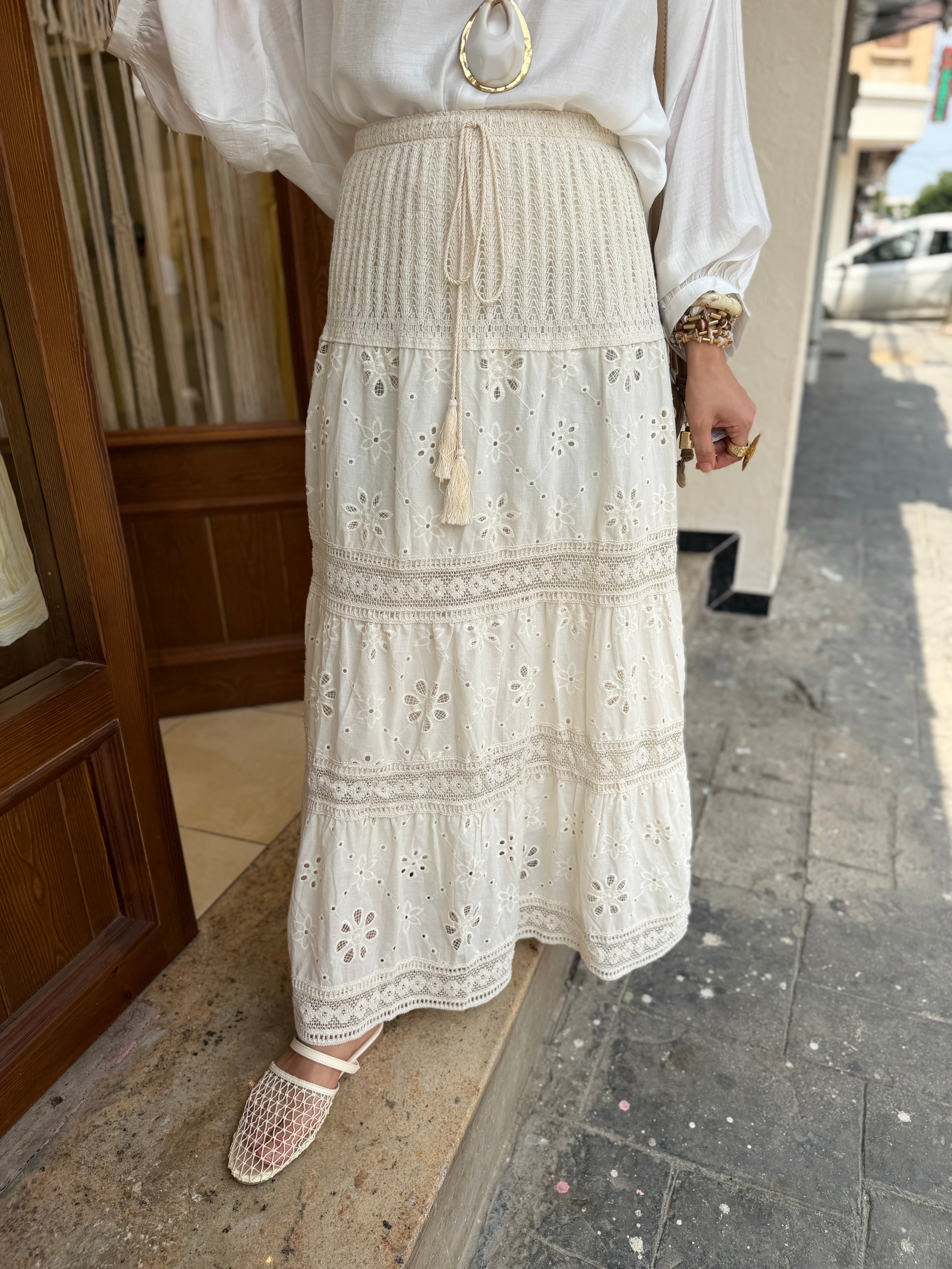 Jupe maxi longue boho en crochet 100% coton