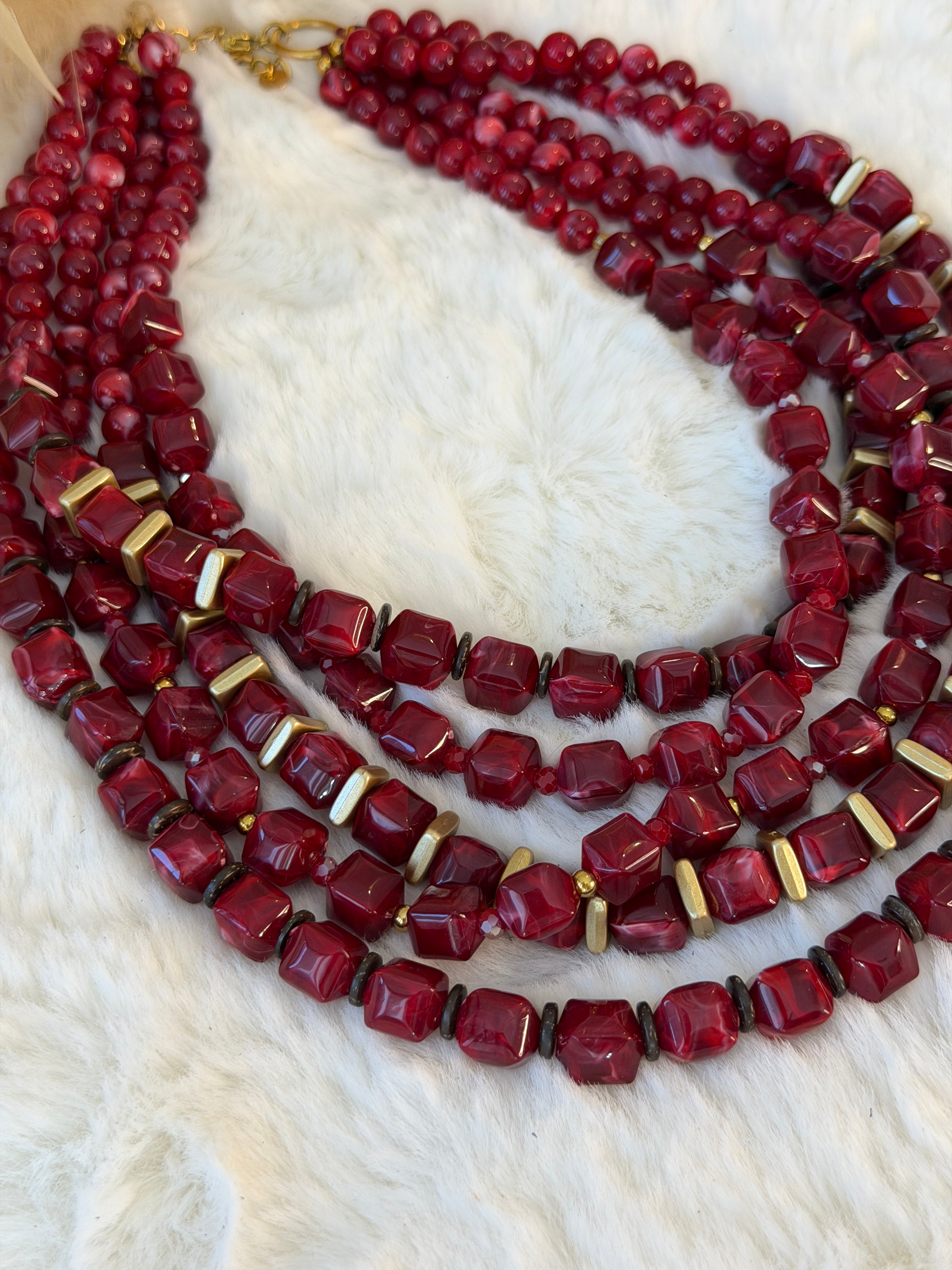 Collier corail et acier inoxydable