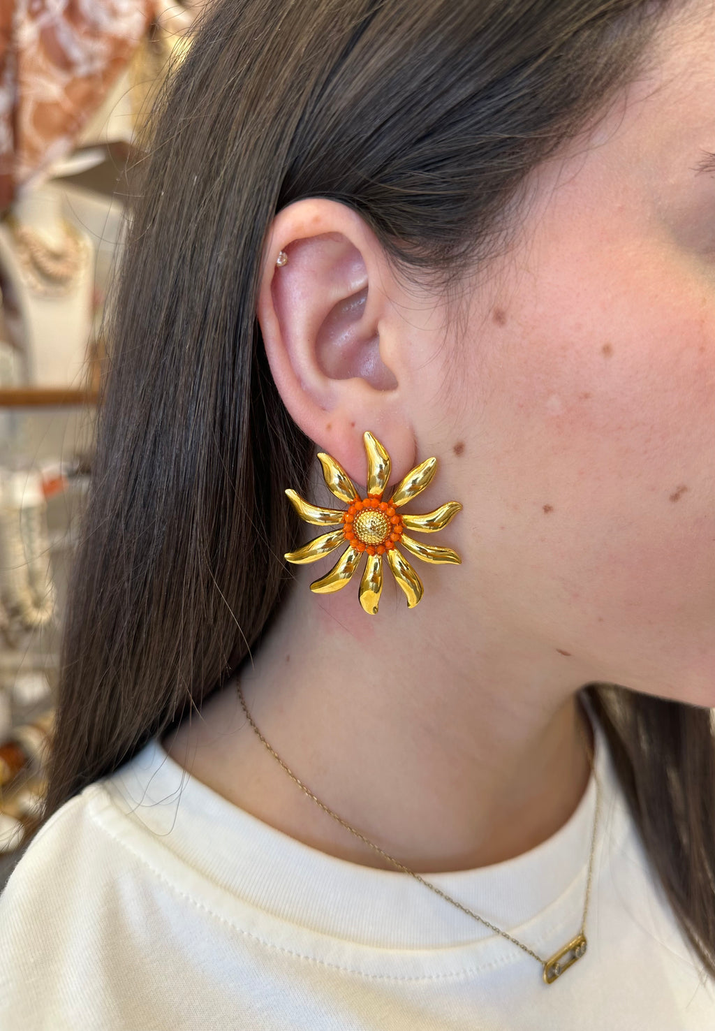 Boucles d’oreilles Soleil Perles Orange