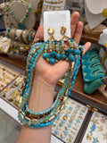 Collier turquoise multi chaînes bohémien
