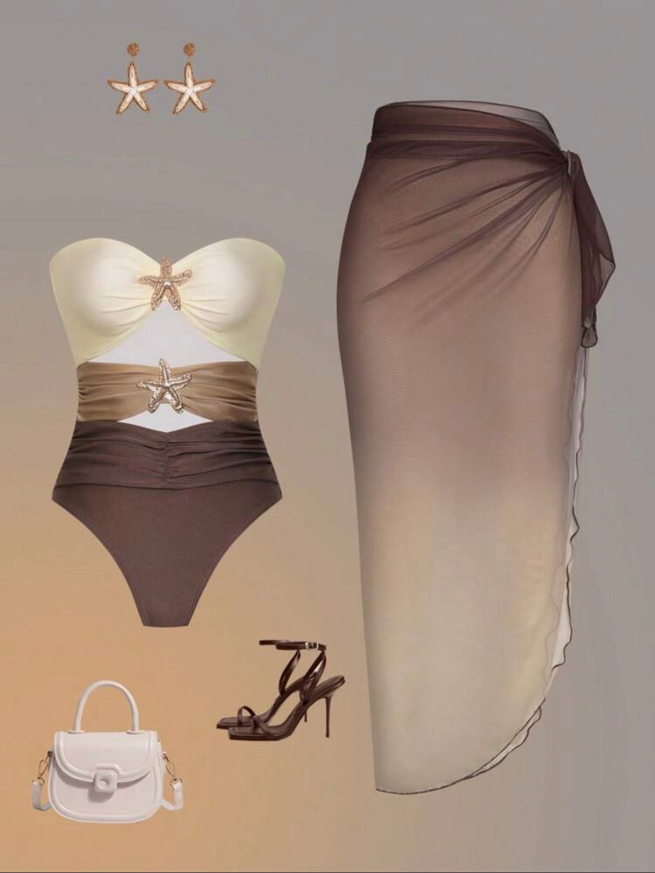 Maillot de bain une pièce dégradé avec jupe