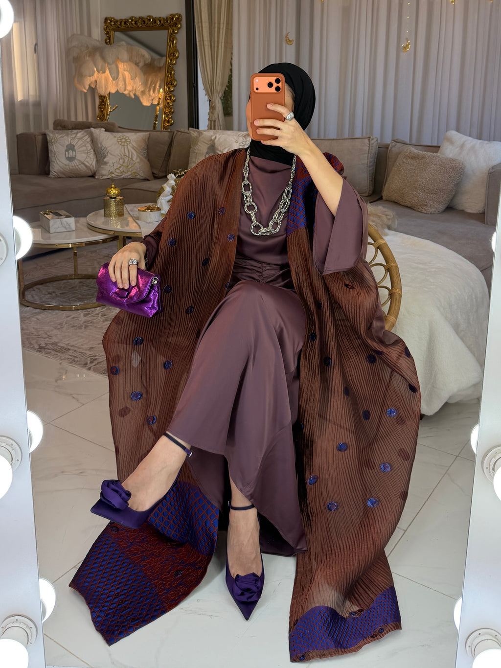 Abaya mousseline jacquard