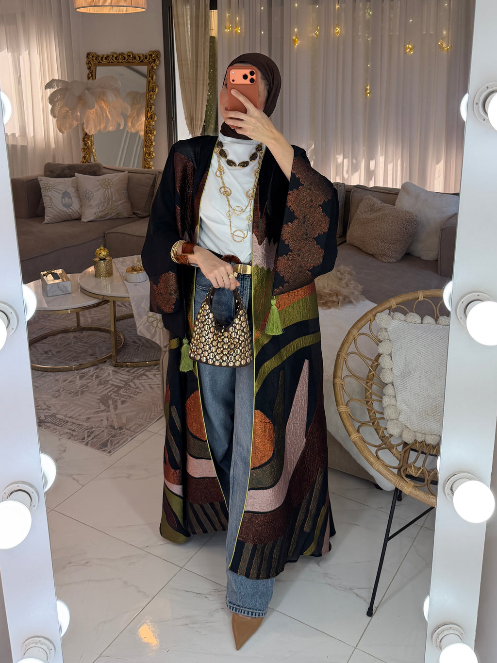 Abaya broderie jacquard luxury